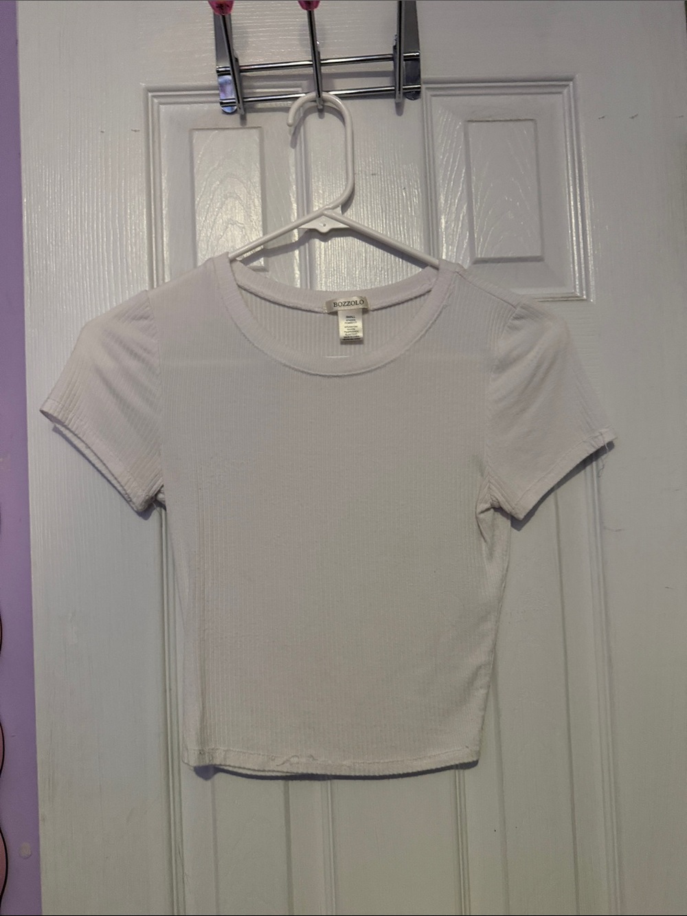 Boohoo White Ribbed Short Sleeve Crop Tee